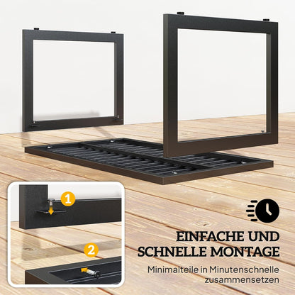 Outsunny Beistelltisch mit Lamellendesign Balkontisch aus Aluminium Kaffeetisch wetterfest Gartentisch pflegeleicht Sofatisch Outdoor Tisch für Balcony Garten Terrasse 90 x 50 x 42 cm Schwarz