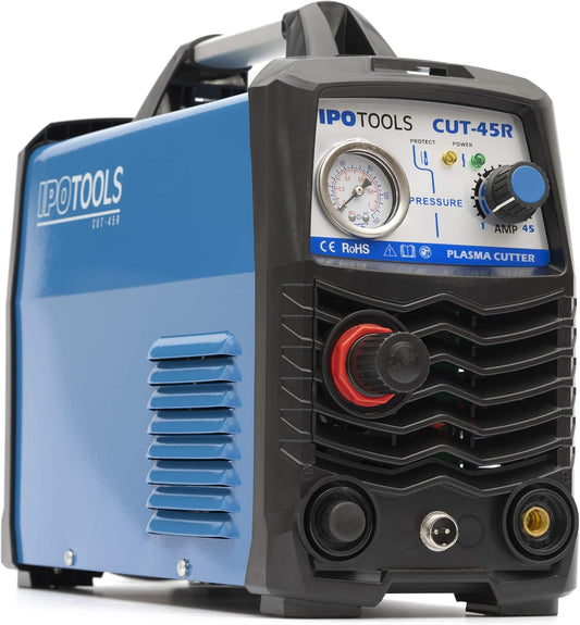 IPOTOOLS Plasmasnijder CUT-45R Plasmasnijder, 45A tot 12 mm snijvermogen, inverter, lasapparaat, plasma-snijder met IGBT/HF-ontsteking, blauw, 230 V