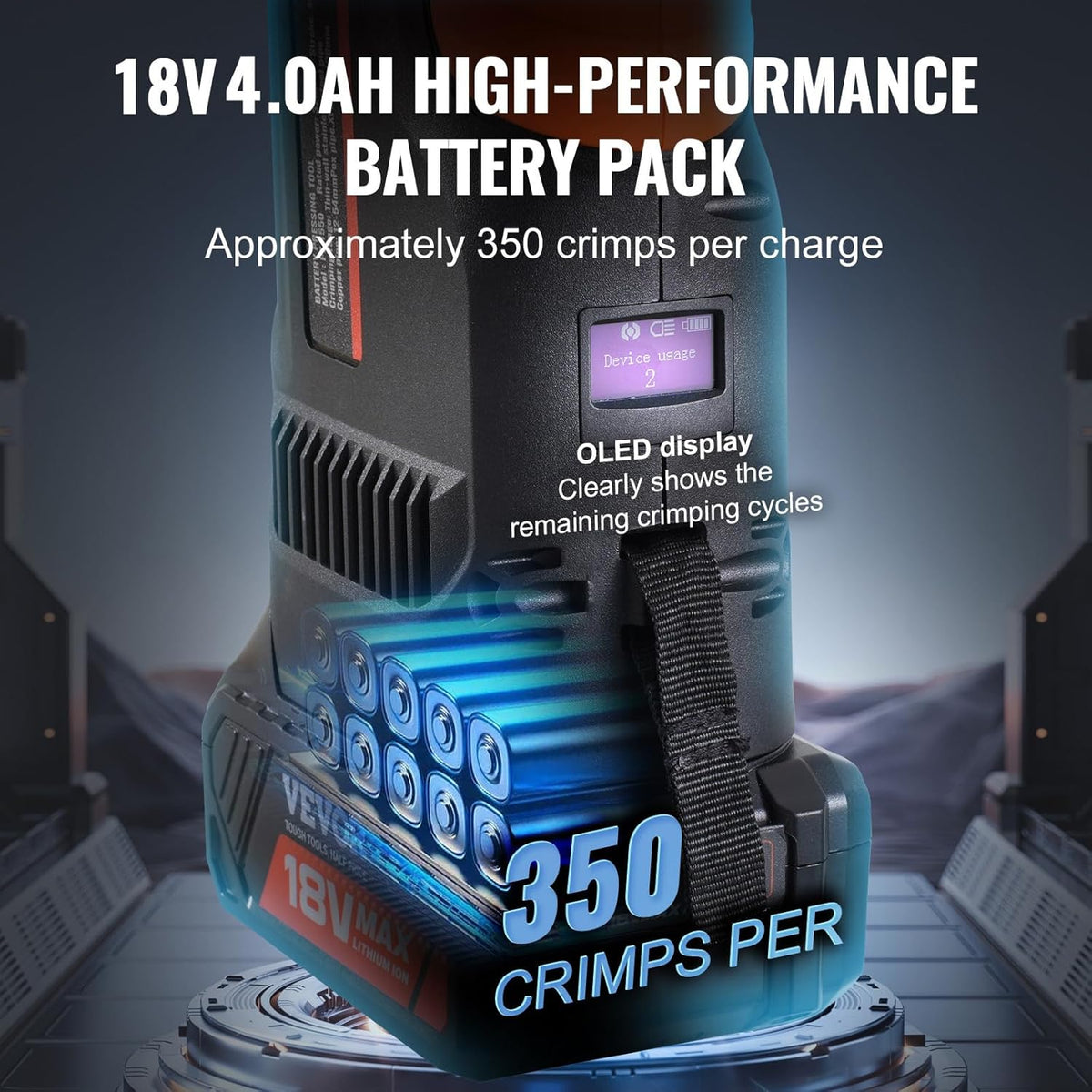 VEVOR Press tool and battery set, power tool for crimping pipes with jaws V15, V22, V28, 2 battery presses 18 V 4.0 Ah, quick charger and transport bag