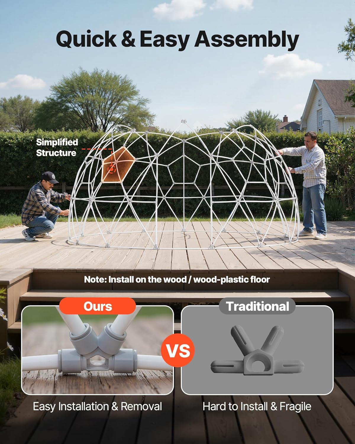 VEVOR Igloo Tuinkoepel, 3,7 x 2,2 m, transparante bubbeltent voor 4-7 personen, weerbestendig, geodetische koepelkas, pvc-iglotent voor tuin, terras, camping, feest