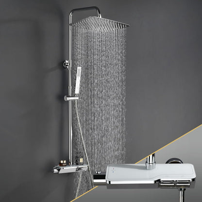 Roestvrijstalen Doucheset – Douchesysteem – Regendouche – Douchekolom – Handdouche – Thermostatische Mengkraan – XXL Regenhoofddouche 35x25 cm – Roestvrij Staal