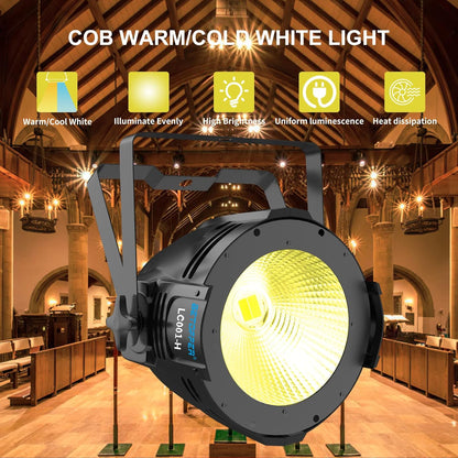 BETOPPER Lichtspelletjes voor avond licht dj DMX per projector 100W COB podiumverlichting wit spotlight stroboscoop lamp voor theater fotostudio disco bar bruiloft feest show LC001-H 4 stuks
