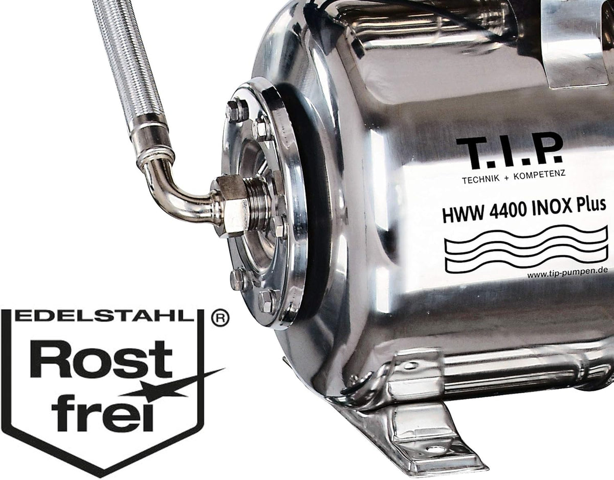 Hydrofoorpomp Met Drukvat – Waterpomp – Drukpomp – Huispomp – Tuinpomp – Roestvrij Staal – 1.000 W, 4,5 Bar, 4.350 L/U