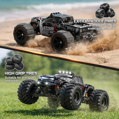 RC Auto 1:14 – RC Wagen – Radiografisch Bestuurbare Auto – Monstertruck – Offroad Voertuig – 4x4 Vierwielaandrijving – 40 km/u Snelheid – 2×1300mAh Batterijen & 2 Sets Banden