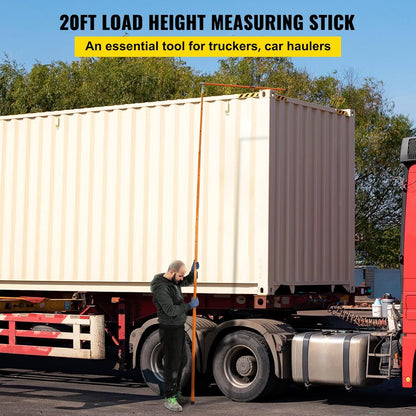 VEVOR Load Height Measuring Stick, 20' Sturdy Fiberglass Truck Height Stick with Adjustable Pole, Non-Conductive Truck Height Measuring Stick with Carry Bag, Height Stick for Trucks, Car Transporters
