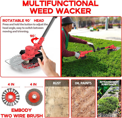 4-in-1 accu-grastrimmer met accu en onkruidborstel, bosmaaier, accu voor Makita-accu's, 4,0 Ah, 21 V accu, ultralicht, 2,36 kg, onkruidborstel, elektrische bosmaaier, incl. oplader, voor thuisgebruik