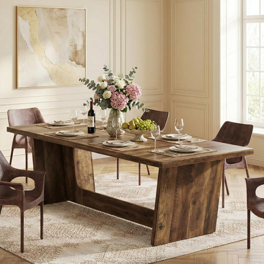 Eettafel – Tafel – Industriële Tafel – Houten Tafel – Eetkamertafel – 180 x 80 cm – Robuust Massief Hout – Krasbestendig Rustiek Bruin - QUORE