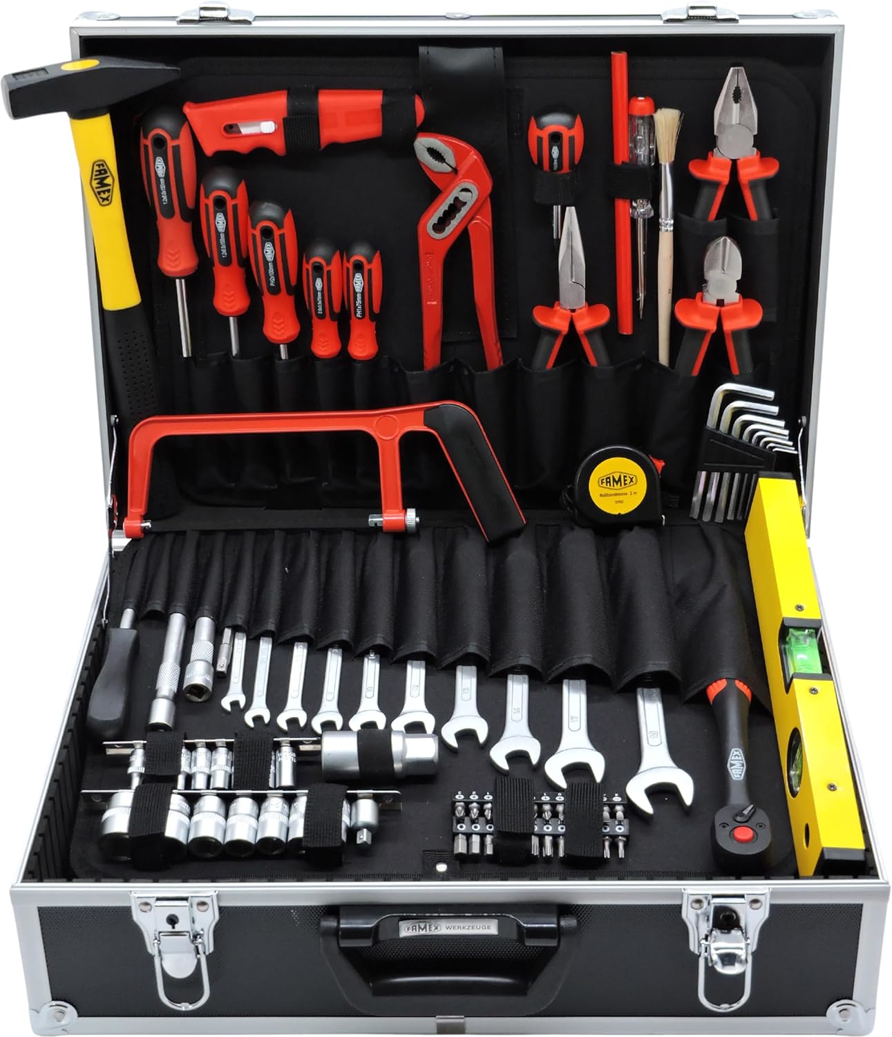 Aluminium Gereedschapsset – Gereedschapskoffer – Dopsleutelset – Handgereedschap – Montageset – 126-Delig – Robuuste Aluminium Koffer – Chroom-Vanadium Staal