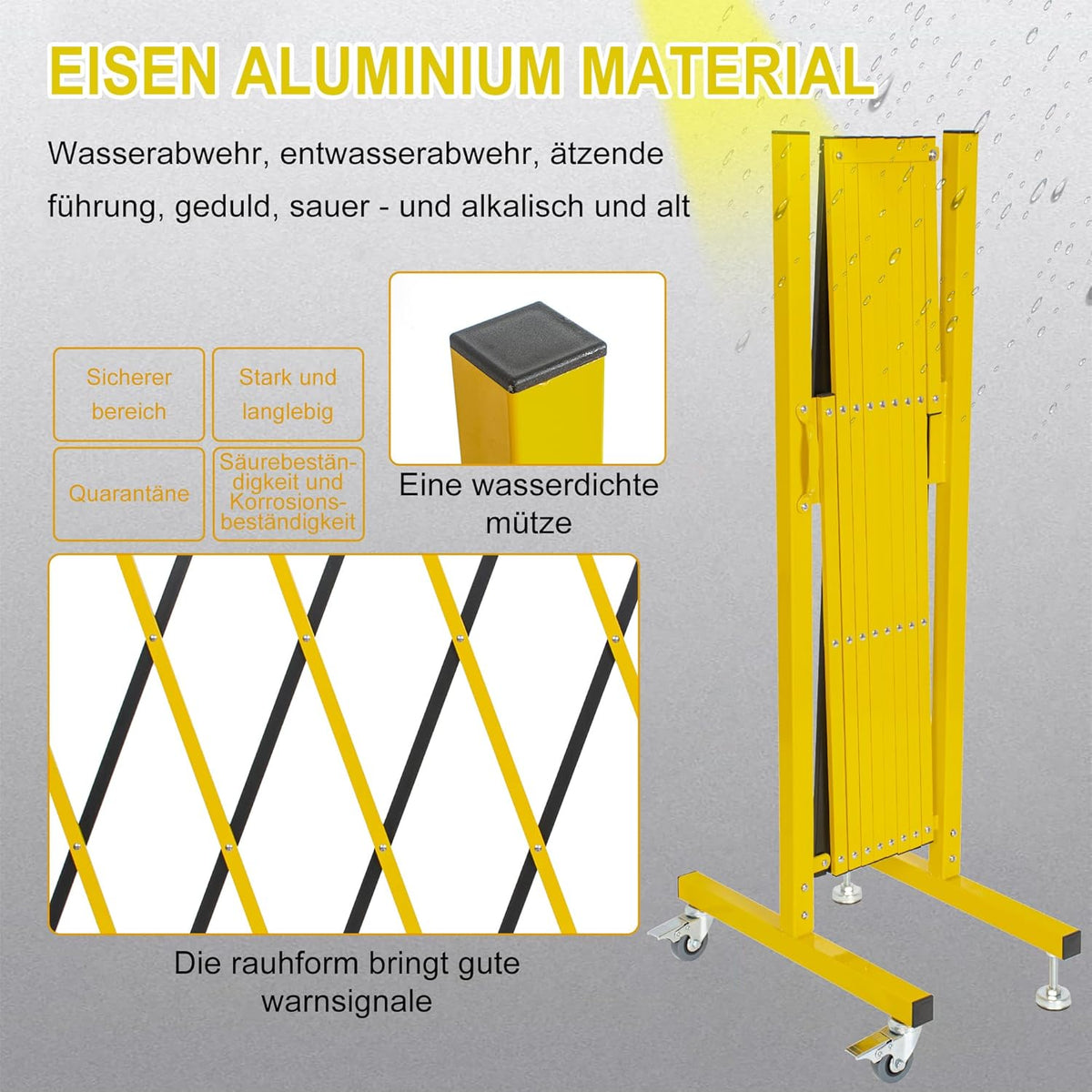 Hekrollen met maximale breedte 270 cm x hoogte 120 cm, telescopische poort, poort, bouwplaats/treinstation/school/garage, raster-accordeonhek, hekpoort (licht, compact)