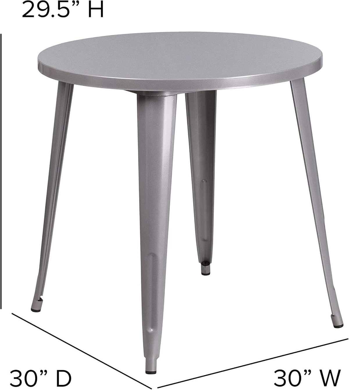 Flash Furniture Ronde binnen-buiten tafel, zilver, 77,47 x 77,47 x 12,7 cm