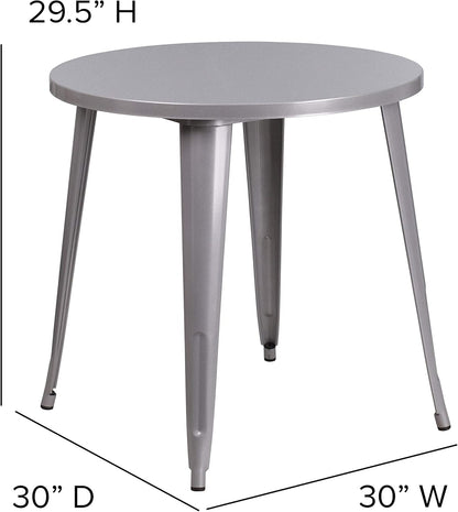 Flash Furniture Ronde binnen-buiten tafel, zilver, 77,47 x 77,47 x 12,7 cm