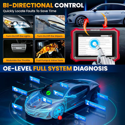 KINGBOLEN K8 Elite OBD2 Scanner, Bi-Directioneel Scangereedschap Met ECU Codering, 42+ Reset Service, Gratis V.A.G Gids, Auto Diagnostisch Gereedschap Voor Alle Systemen Levenslang Gratis Update, FCA