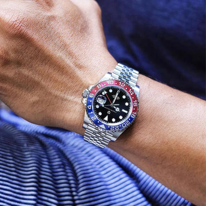 Pagani Design Herenhorloge GMT Automatisch Horloge Klassiek 40 MM Roestvrij Staal Mechanisch Horloge Saffierglas 100M Waterdicht Lichtgevend Casual Sport Modieus Zakelijk Horloge.