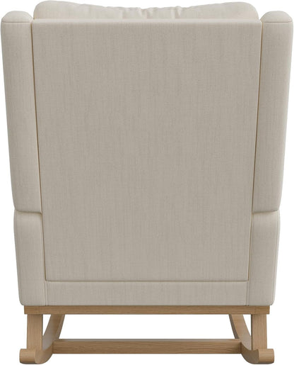 Rocking Chair, Scandinavian Rocking Chair, Breastfeeding Armchair, Scandinavian Leisure and Rest Chair Made of Fabric with Wooden Metal Legs for Living Room, Bedroom, Beige