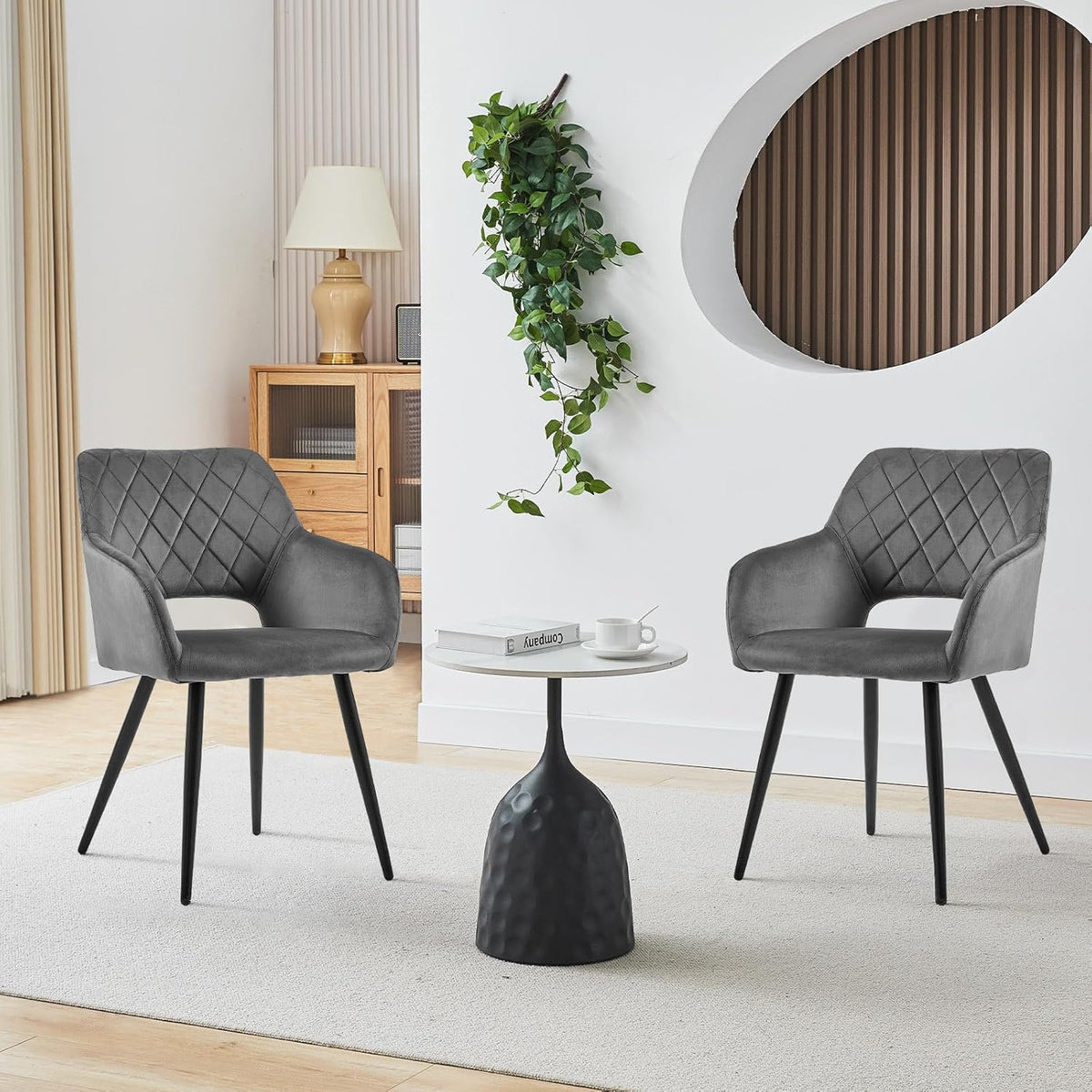 TUKAILAi Eetkamerstoelen Set van 2, Fluwelen Gestoffeerde Zitting Keuken Leisure Stoelen, Accent Stoelen met Rugleuning en Metalen Benen, Fauteuils voor Woonkamer Slaapkamer Lounge Receptie