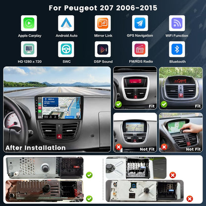 Android Radio – Autoradio – Multimedia Systeem – Navigatiesysteem – Touchscreen Radio – 9 Inch HD Scherm – Draadloze CarPlay & Android Auto – AHD Achteruitrijcamera & GPS Navigatie