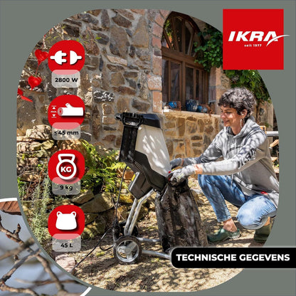 IKRA Elektrische Hakselaar IMH 2800, incl. opvangzak 45l, 2800W, incl. 2x extra omkeermessen
