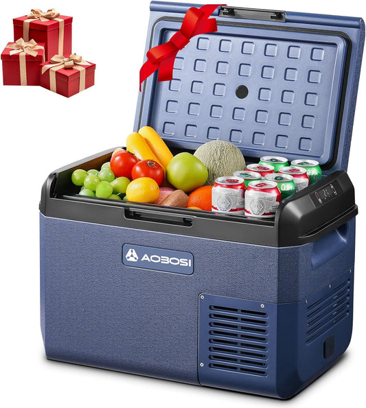 AAOBOSI Koelboxer 25L: Camping Koelkast 12v 240v, -20°C tot 20°C Compressor 12v Koelvriescombinatie voor Camper, Auto, Vrachtwagen, Boot, Camper, Reizen, Picknick