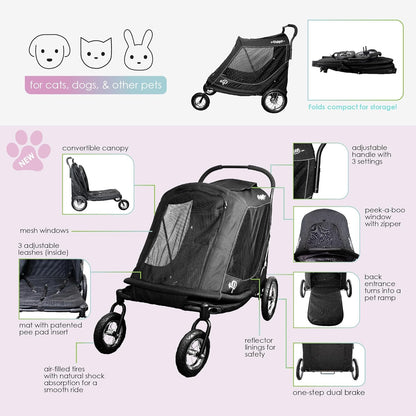 Apollo 3-in-1 wandelwagen voor huisdieren | hondenbuggy | hondenkinderwagen | hondenkinderwagen | hondenwielen | lichtgewicht afneembare opvouwbare draagbare huisdierendragers tas jogger voor