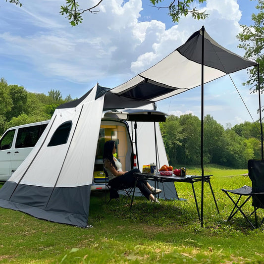 VW Tent 200 x 200 x 205 cm, Baktent Geschikt Volkswagen T5/T6, Caddy Tent Achterkleptent Voor 2–3 personen, Waterdicht tot 3000 mm, Achtertent VW T5 Ideaal VW Campingaccessoire.