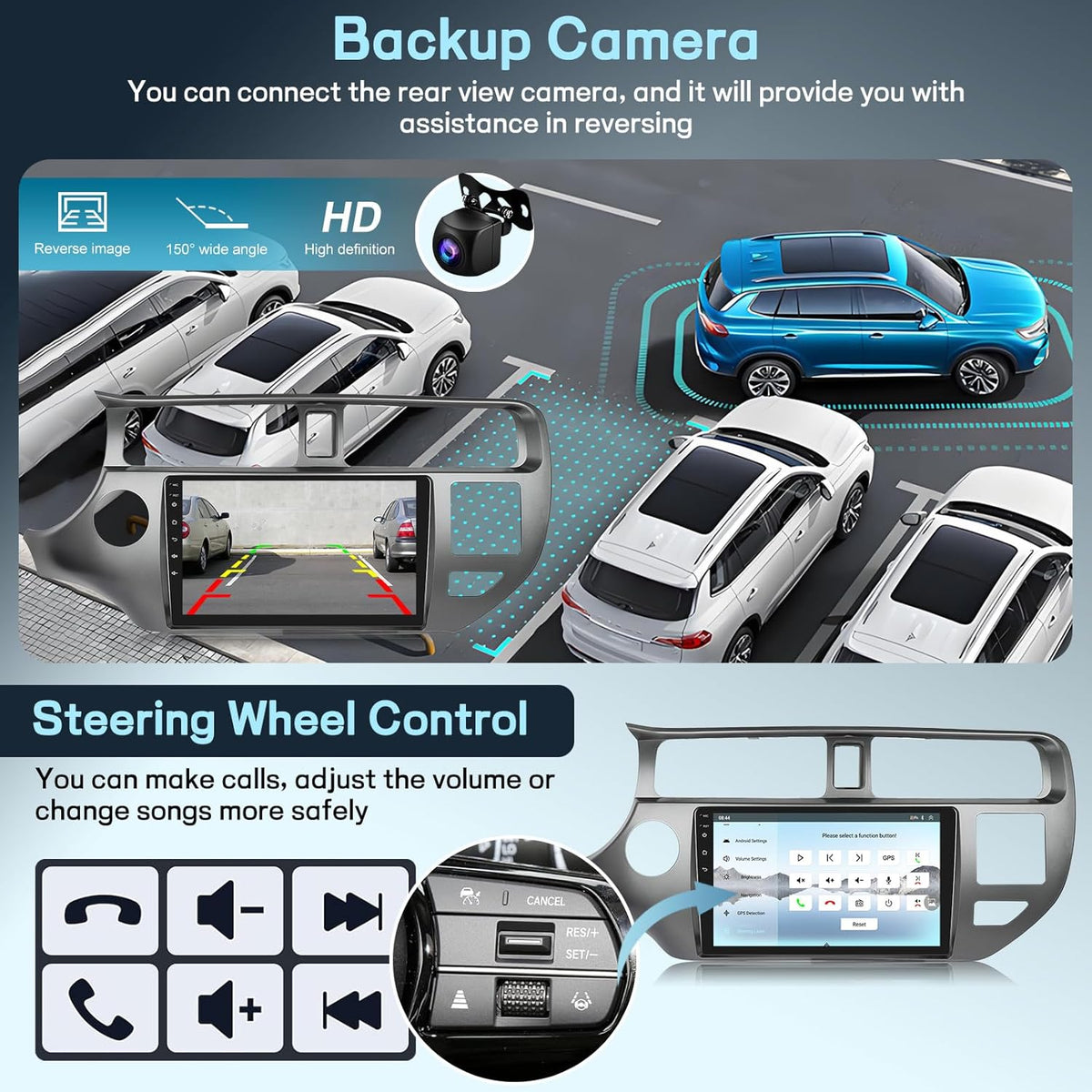 4G+64G 8 Core Qualcomm Car Radio for Kia Rio 2012-2015 with Wireless Carplay & Android Auto, 9 Inch Android Car Stereo with WiFi/GPS/Bluetooth 5.1/DPS Hi-Res/FM RDS Radio