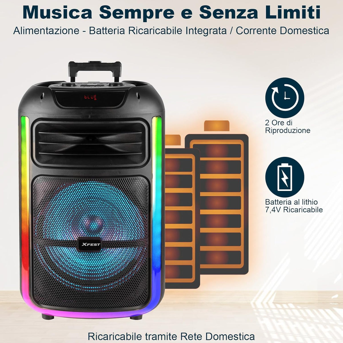 Draadloze Feestspeaker – Karaoke Speaker – Partyspeaker – Draagbare Luidspreker – Bluetooth Speaker – Inclusief Microfoon – 100 W Vermogen – TWS-Functie