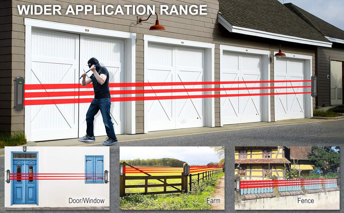 Zonne draadloze oprit alarmsysteem - 800 meter lang transmissiebereik - 100 meter breed sensorbereik - geen bedrading hoeft niet te vervangen batterij -buiten weerbestendige DIY doe-het-zelf perimeter beveiliging waarschuwingssysteem