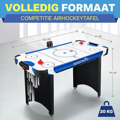 SereneLife Air Hockey Table –Hockey Table with Built-in Scorettracker and Puck Dispenser- Digital LED Scoreboard and Accessories - QUORE