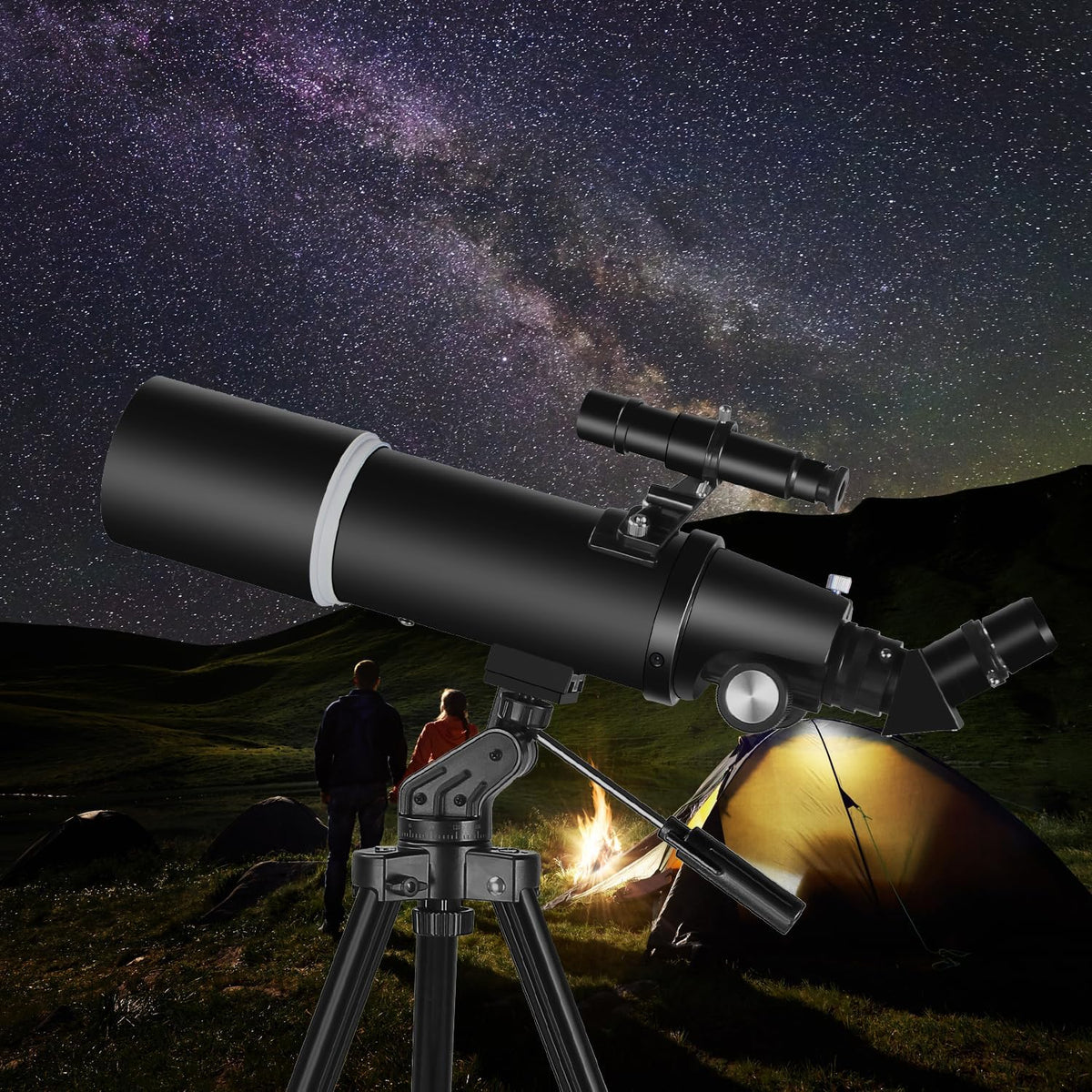 Telescoop, astronomie telescoop voor volwassenen, 80 mm Aperture 600 mm draagbare reisscoop voor beginners en kinderen met statief telefoon adapter rugzak