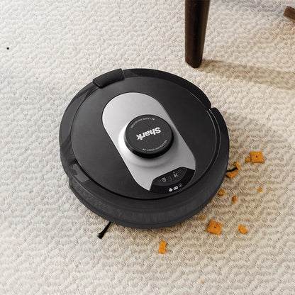 Shark AI 360 Self-Empty Vacuümrobot, anti-haarwrap, automatisch afzuigstation, tapijten en harde vloeren, wifi, optimaal tegen dierenhaar, 34,8 x 34,8 x 10 cm, zwart/zilver