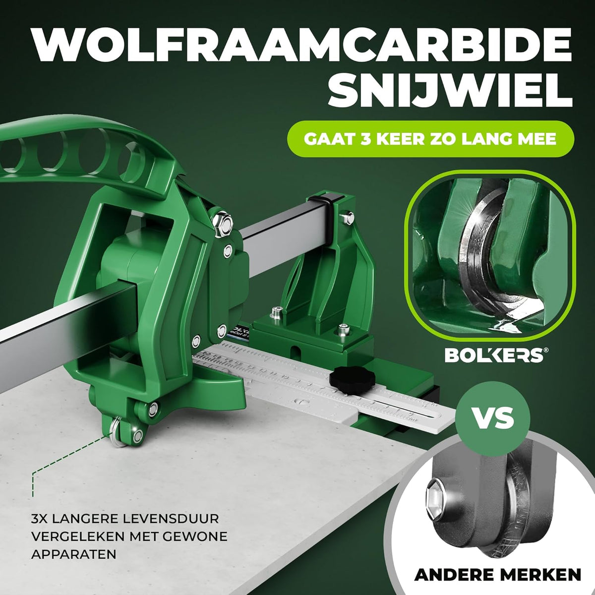 ProCut S 600 tegelsnijder - tegelsnijder met 600mm snijlengte - precieze sneden dankzij hardmetalen snijwiel met kogellager - tegelsnijmachine met magnetische breekstempel