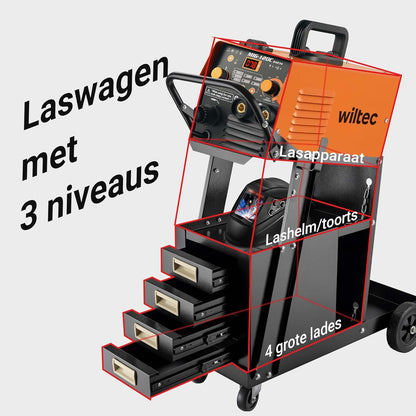 Laswagen Met 4 Schuifladen – Laskar – Werkplaatswagen – Laswagen Voor Lasapparatuur – Wagen Voor Lasmachine En Onderdelen – Staal – 100 Kg Draagvermogen
