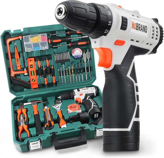 Hi-Spec 109-delige gereedschapsset met 12V accuschroevendraaier, 2 accu's, boren en handgereedschap in een compacte koffer