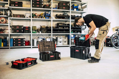 6-in-1 XL assortimentskoffer, werkplaatswagen, rolbox, mobiele werkplaatskoffer, kunststof schuifladen, gereedschapskoffer op wielen