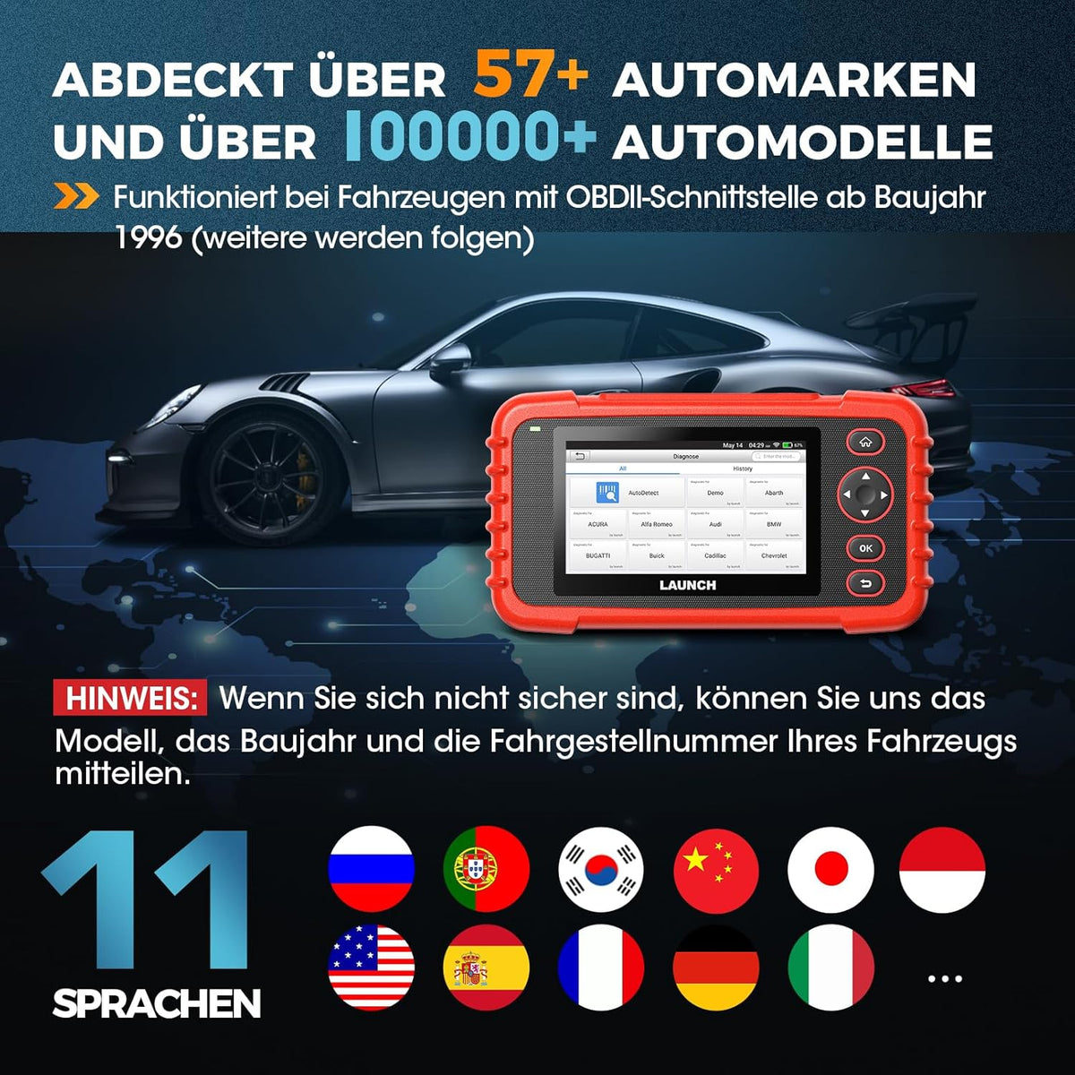 OBD2 Diagnoseapparaat – Autoscanner – Foutcodelezer – Diagnose Tool – Auto Diagnosescanner – 7 Service Resetten – Wifi Met Levenslange Updates