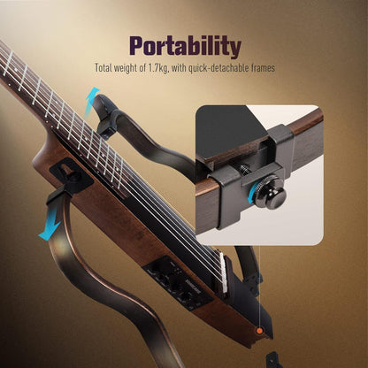 SONICAKE QGT-01 Elektrische akoestische gitaar, draagbare behuizing van massief mahonie, eenvoudig te monteren frame, multi-corpus vorm, sim-preamp, Gigbag en accessoires