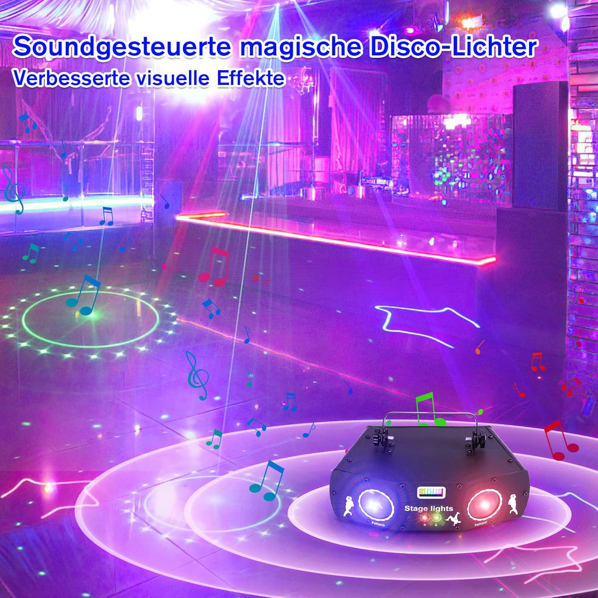 Disco Light Party Light, 3D RGB Animation DMX Effect Spotlight, LED Light, Music Controlled DJ Projector, For Karaoke, Family Gatherings, Wedding, Birthday, Halloween - QUORE