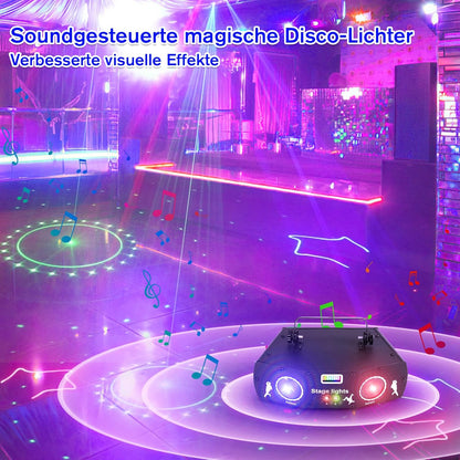 Disco Light Party Light, 3D RGB Animation DMX Effect Spotlight, LED Light, Music Controlled DJ Projector, For Karaoke, Family Gatherings, Wedding, Birthday, Halloween - QUORE
