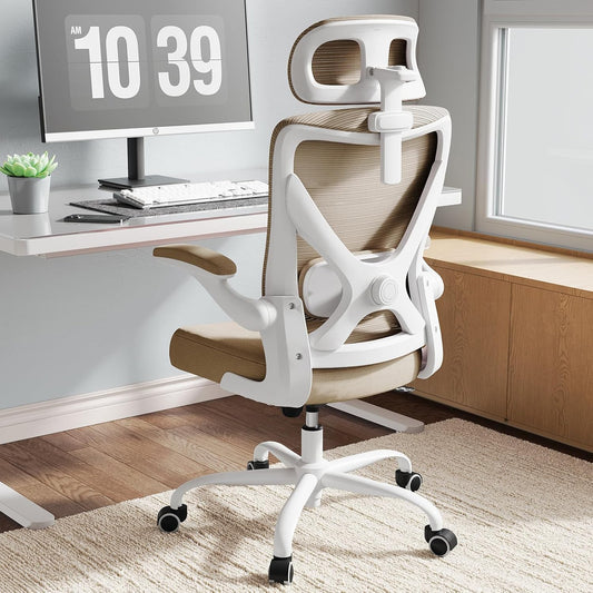 TRALT Bureaustoel - Ergonomische bureaustoel met verstelbare lendensteun hoofdsteun Office Desk Chair - Gaming stoel in X-vorm bureaustoel - Bureaustoelcomputerstoel 150kg Khaki