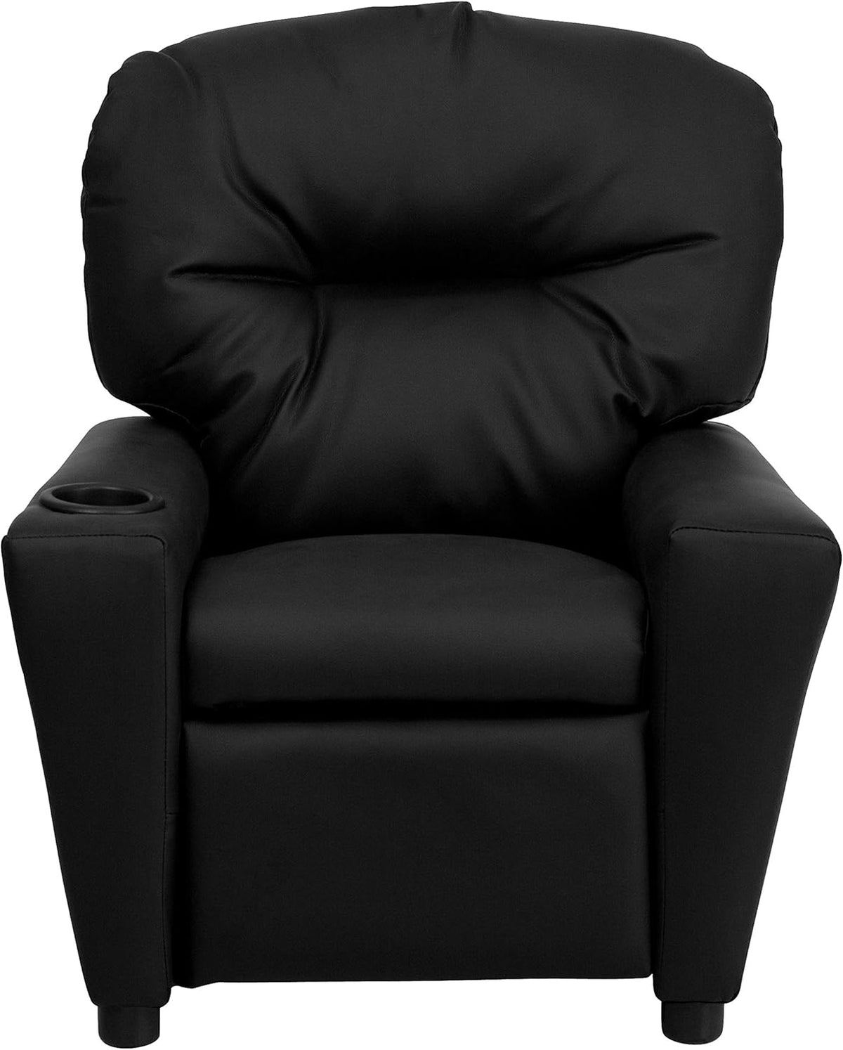 Flash Furniture Contemporary Kids Fauteuil met bekerhouder, leer, zwart ledersoft, set van 1