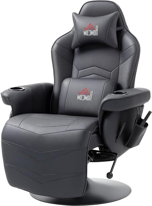 Massagestoel – Relaxfauteuil – TV Stoel – Elektrische Stoel – Massagestoel Elektrisch – 6 Massagepunten – 360° Draaibaar – Kunstleer – Verstelbare Rugleuning 150° – Zwart