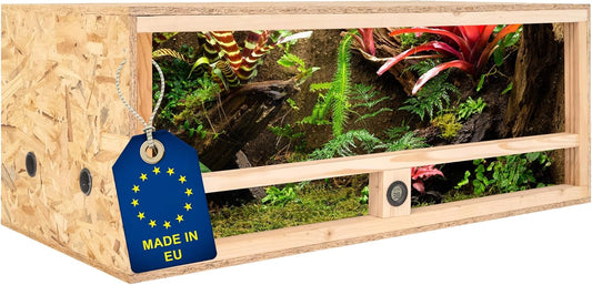 ITA Houten Terrarium 100x50x40 cm met Zijventilatie & Ingebouwde Hygrometer - Houten terrarium van OSB-3 platen - Voor reptielen, slangen, amfibieën - EU Product, FSC gecertificeerd