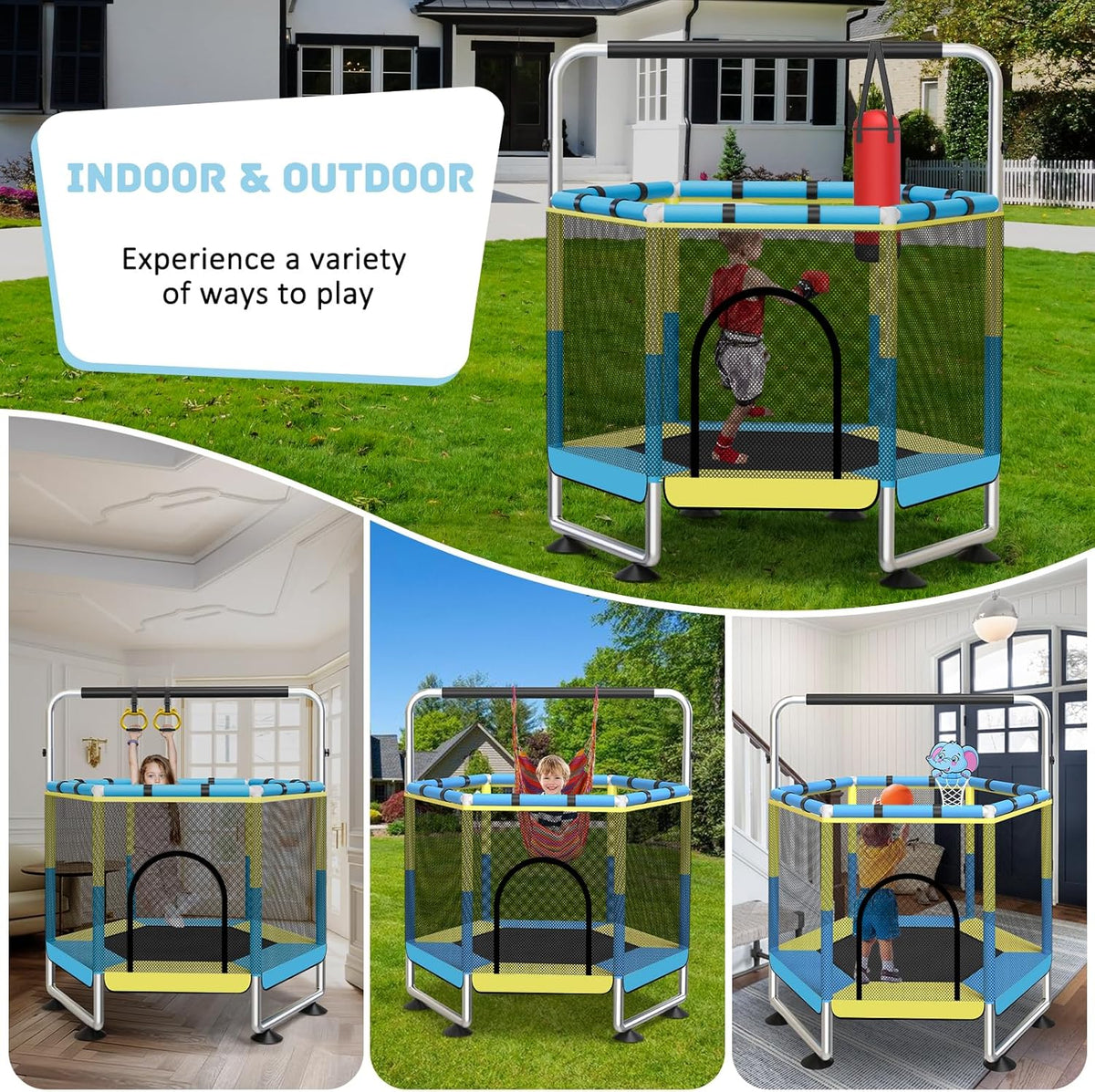 trampoline outdoor blauw