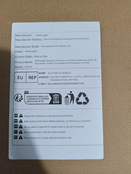 Opvouwbare aluminium tafel met draaibare poten, geschikt voor campers, jachten, caravans en RV's. (Zwart) - QUORE