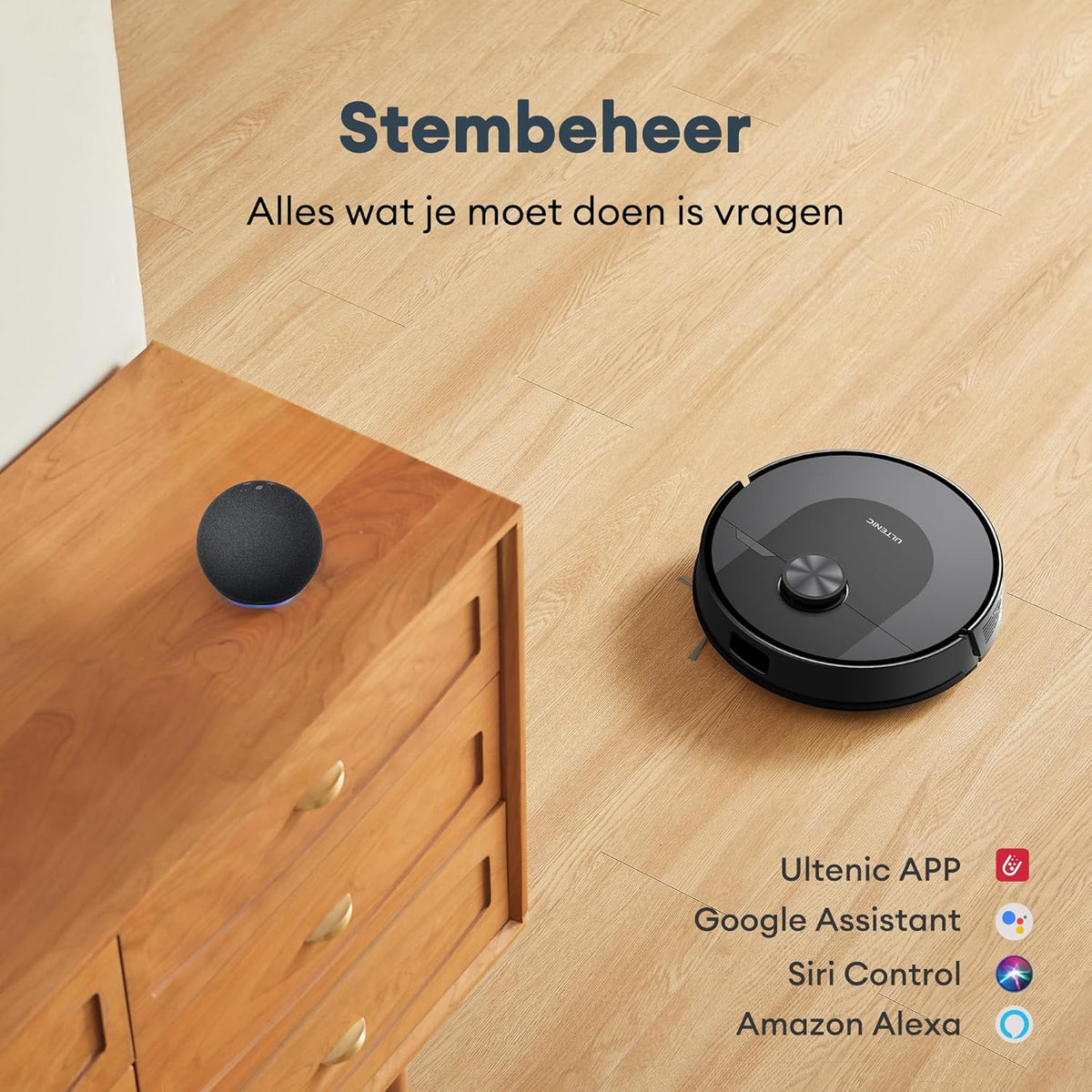 Ultenic D10 Robotstofzuiger Met Laser | 5000 Pa + HEPA H12 | Tapijtreiniging | App/Alexa | 120 Minuten Autonomie