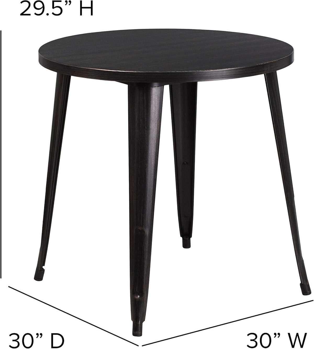 Flash Furniture Commerciële Rang 30' Ronde Metaal Binnen-Openluchttafel, Zwart-Antiek Goud