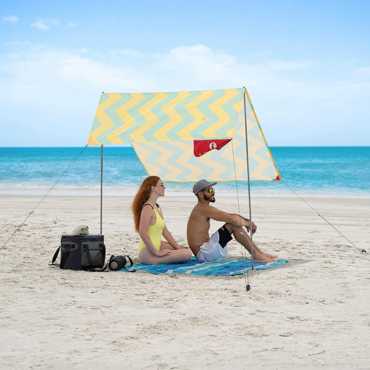 Teepee de Red Suricata strandtent voor 1 tot 2 personen, uv-bescherming UPF50, strandtent met 2 palen van aluminium en dwarsstang, 4 robuuste ankerschroeven