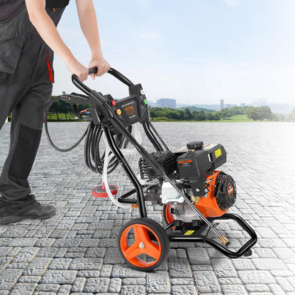 Gas Hogedrukreiniger – Benzine Hogedrukspuit – Drukreiniger – Schoonmaakmachine – 3400 PSI – 210cc 7 PK Motor – Aluminium Pomp – 5 Sproeiers – 10L/min Waterdoorvoer