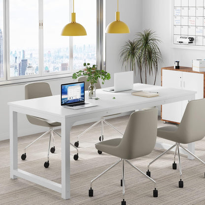 Tribesigns Computer Desk 160x80CM Large Industrial Desk for Home Office, PC and Laptop Workstation with Spacious Worktop and Leg Space, Sturdy Metal Frame (White)