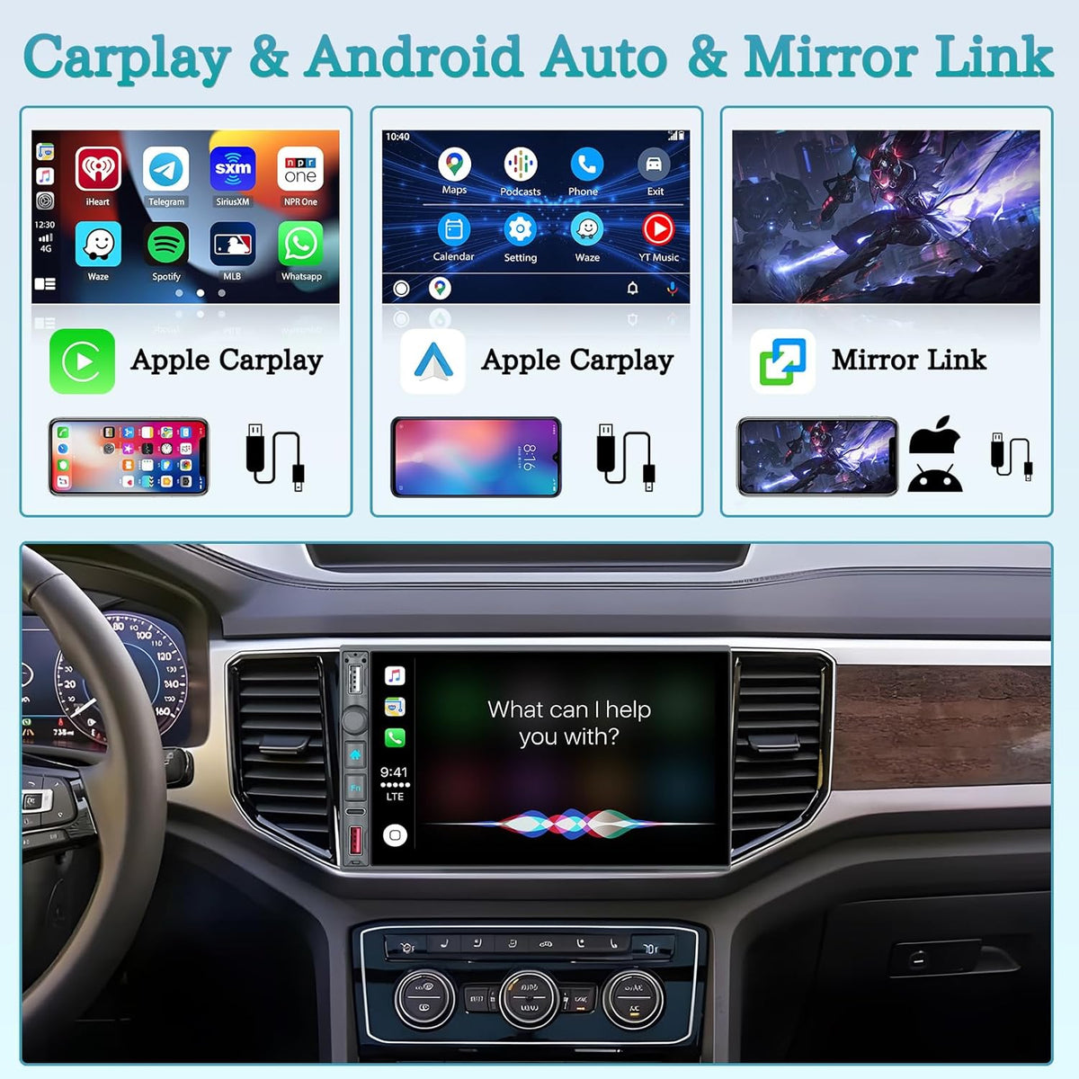 Hikity 2+32GB Android13 Estéreo Para Coche 2 Din Con Navi/Soporte Para Teléfono, Radio de 10,88 Pulgadas 2 Din Android Con Navegación GPS WiFi Bluetooth Tipo-C FM USB Mirror Link